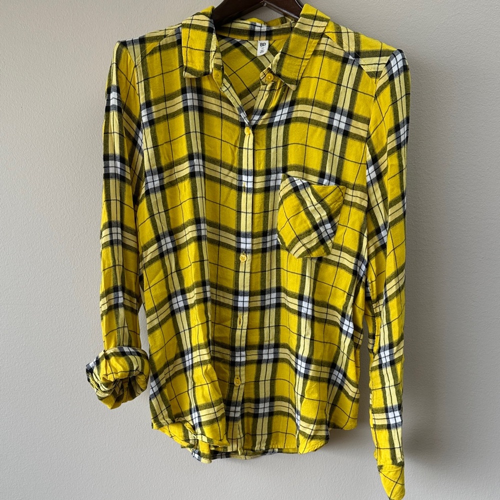 BP Yellow and Black Plaid Shirt